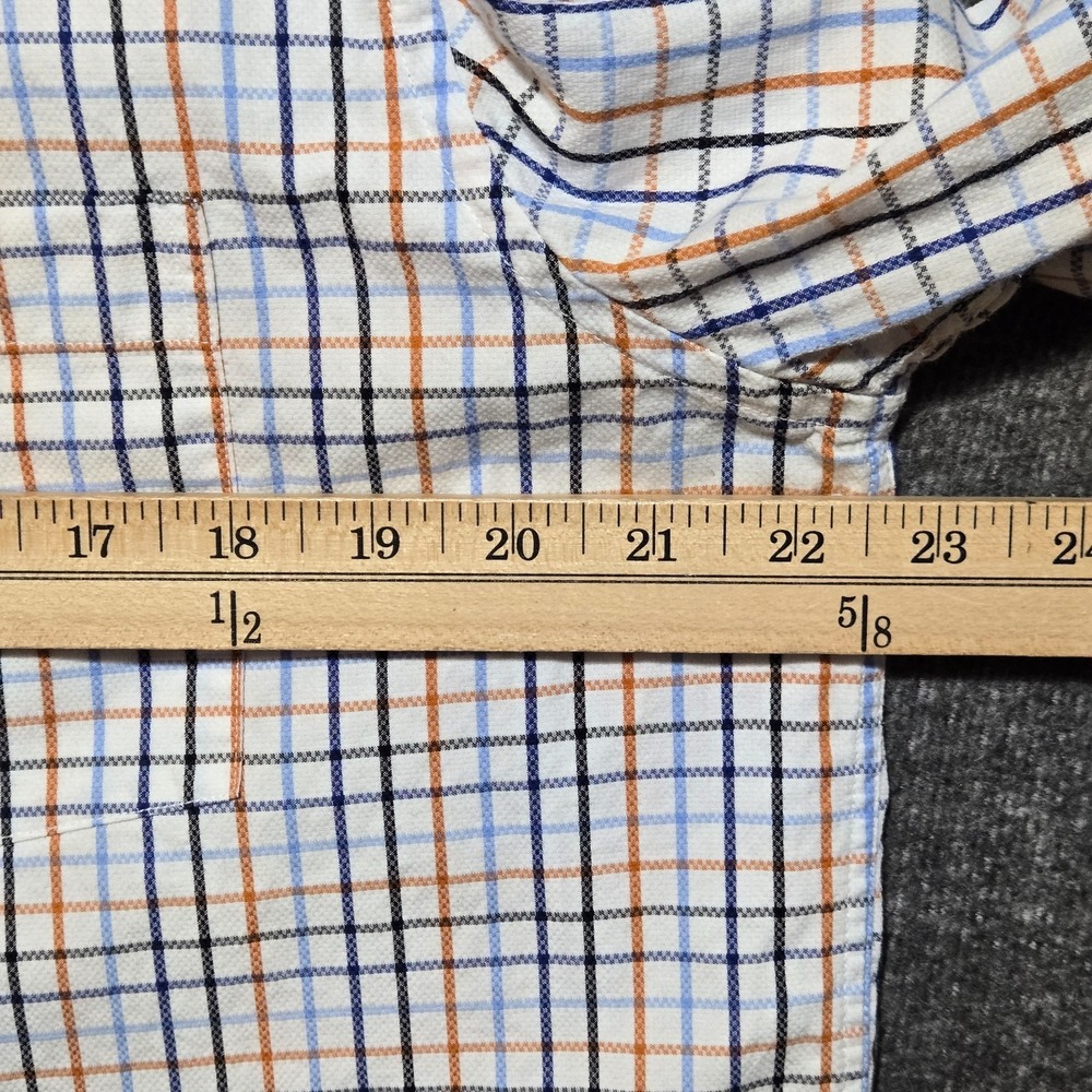 Johnston & Murphy Men's Check Twill Button Down Shirt Long Sleeve L Flip Cuff - Picture 6 of 10